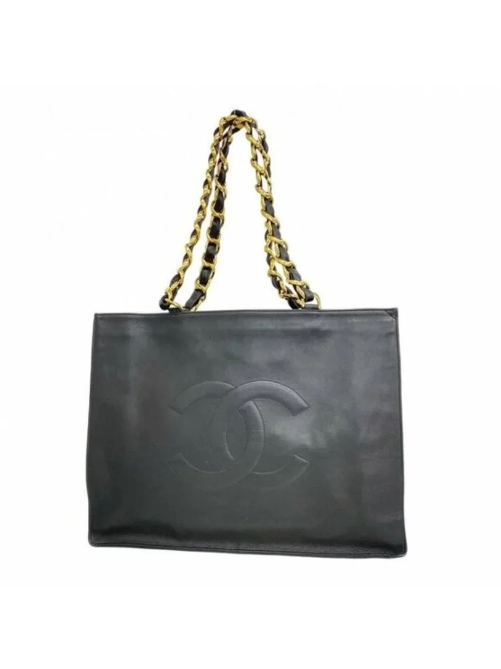 Authentic CHANEL Jumbo XL Shopping Tote Bag Timeless Classic Black Lambskin